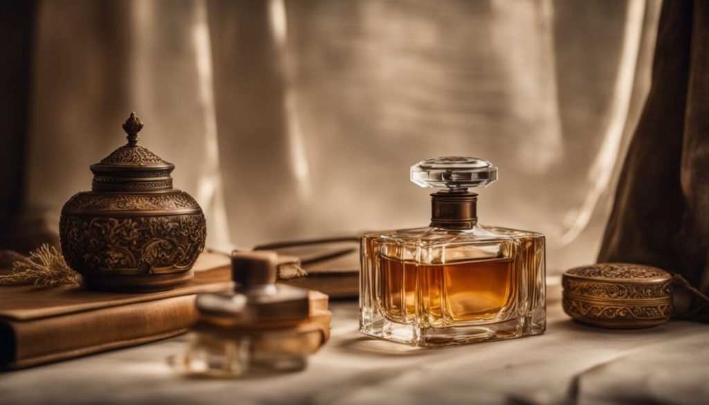 A vintage perfume bottle surrounded by antique elegance 1300x743 1